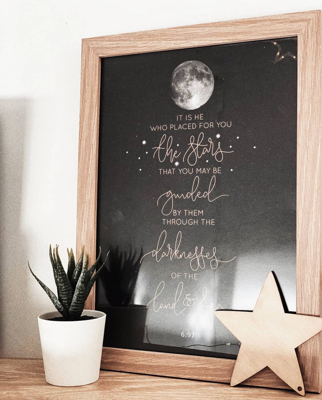 Qur’an 6:97 Black Moon Print